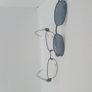 NWT WOMEN'S EASY TWIST EYEGLASS FRAMES WITH CLIP ON SUNGLASS FRAMES CT180 BLACK